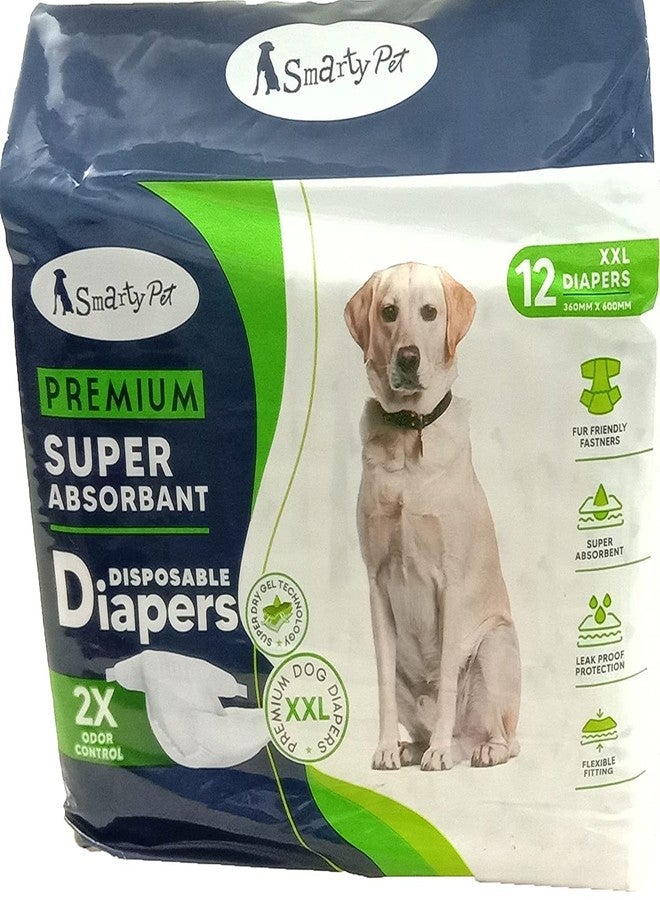 Petlicious & More Smarty Pet Disposable Pet Diapers for Extra Large Breed & Giant Breed Dogs (Size - Extra Extra Large, 360mm x 600mm, Pack of 12 Pcs) - Image 1
